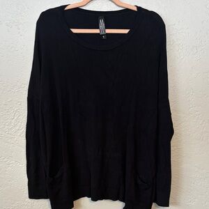 MarlaWynne Scoop Neck Stretchy Black Knit Tunic Top M